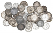 1869 a 1926. 50 céntimos. Lote de 50 monedas. A examinar. MBC-/EBC.