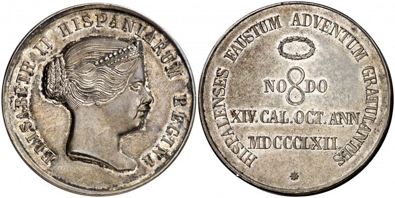 1862. Isabel II. Sevilla. Visita real. (V. 433) (V.Q. 14359). Escasa. Plata. 33,...