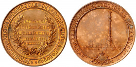 1888. Barcelona. (Cru.Medalles 779b) (V. 546 var. por metal). Inauguración del monumento a Colón. 1 de junio. Firmado: Castells, Solà y Camats. Bella....