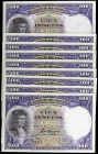 1931. 100 pesetas. (Ed. C11) (Ed. 360). 25 de abril, Fernández de Córdoba. 9 billetes correlatvos, fondo del personaje en violeta. S/C-/S/C.