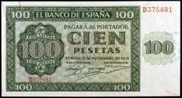1936. Burgos. 100 pesetas. (Ed. D22a) (Ed. 421a). 21 de noviembre. Serie D. S/C-.