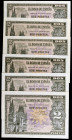 1938. Burgos. 2 pesetas. (Ed. D30a) (Ed. 429a). 30 de abril. 6 billetes, serie C. EBC+/S/C-.