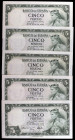 1954. 5 pesetas. (Ed. D67) (Ed. 466). 22 de julio, Alfonso X. 5 billetes, sin serie. S/C-/S/C.