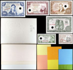 1951 a 1957. Álbum de la Fábrica Nacional de Moneda y Timbre con la serie completa de valores circulando en la década de 1950: 1 peseta Marqués de San...