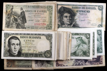 1940 a 1954. 5 pesetas. Lote de 70 billetes. A examinar. BC+/EBC+.