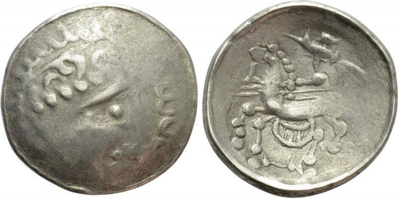 CENTRAL EUROPE. Helvetii (80-50 BC). Pale GOLD Stater. 

Obv: Stylized head of...