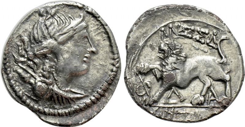 GALLIA. Massalia. Fourrée Drachm (Circa 130-121 BC). 

Obv: Bust of Artemis ri...