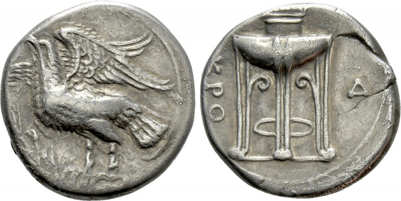 BRUTTIUM. Kroton. Nomos (Circa 350-300 BC).

Obv: Eagle standing left on olive...
