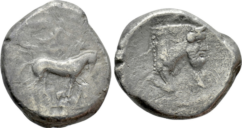 SICILY. Gela. Tetradrachm (Circa 420-415 BC). 

Obv: Charioteer driving quadri...