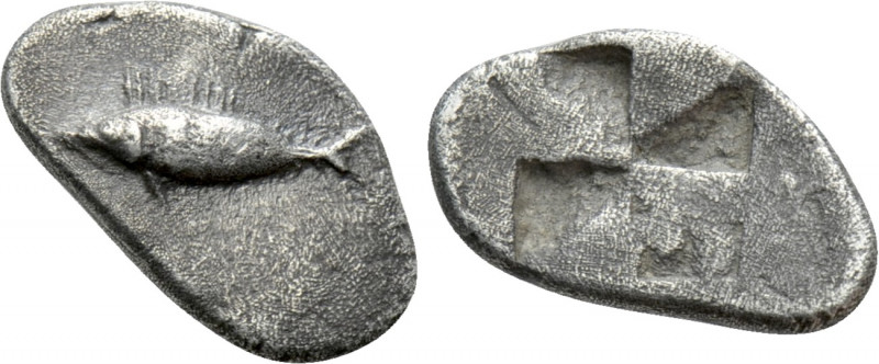 MYSIA. Kyzikos. Obol (Circa 600-550 BC). 

Obv: Tunny left.
Rev: Quadripartit...