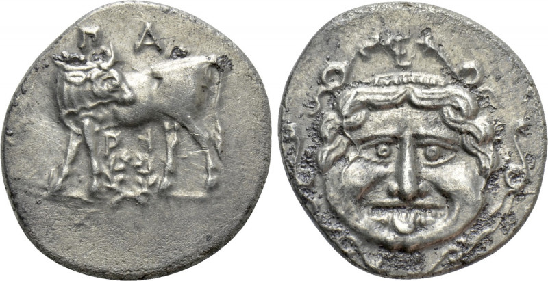 MYSIA. Parion. Hemidrachm (4th century BC). 

Obv: ΠA / PI. 
Bull standing le...
