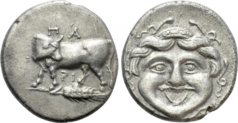 MYSIA. Parion. Hemidrachm (4th century BC). 

Obv: ΠA / PI. 
Bull standing le...