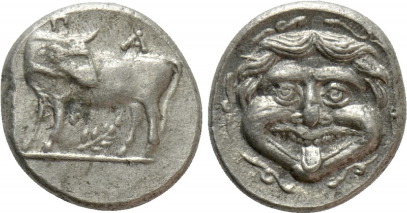 MYSIA. Parion. Hemidrachm (4th century BC). 

Obv: ΠΑ / ΡΙ. 
Bull, with head ...