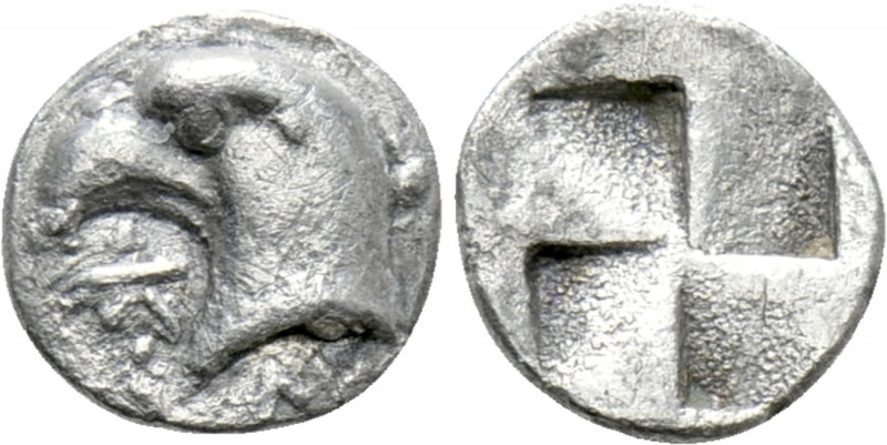 AEOLIS. Kyme. Hemiobol (Circa 480-450 BC). 

Obv: KY - M. 
Head of eagle left...