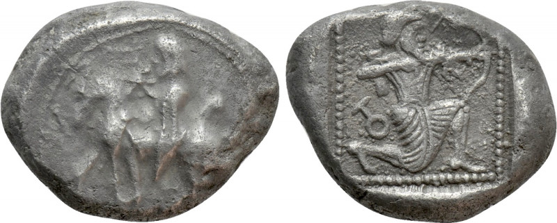 CILICIA. Tarsos. Stater (Circa 425-400 BC). 

Obv: Satrap, holding flower(?), ...