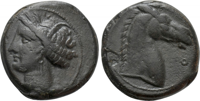 CARTHAGE. Ae (Circa 300-264 BC). Mint on Sardinia. 

Obv: Wreathed head of Tan...