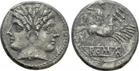 ANONYMOUS. Didrachm or Quadrigatus (Circa 225-214 BC). Uncertain mint