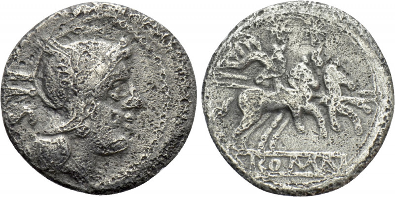 ANONYMOUS. AR Sestertius (211-208 BC). Rome. 

Obv: Helmeted head of Roma righ...
