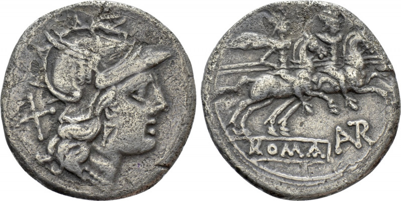 L. AUTRONIUS. Denarius (189-180 BC). Rome. 

Obv: Helmeted head of Roma right;...