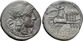 M. ABURIUS M.F. GEMINUS. Denarius (132 BC). Rome