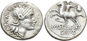 M. SERGIUS SILUS. Denarius (116-115 BC). Rome