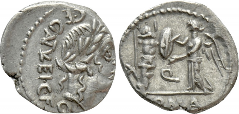 C. EGNATULEIUS C. F. Quinarius (97 BC). Rome. 

Obv: C EGNATVLEI C F. 
Laurea...