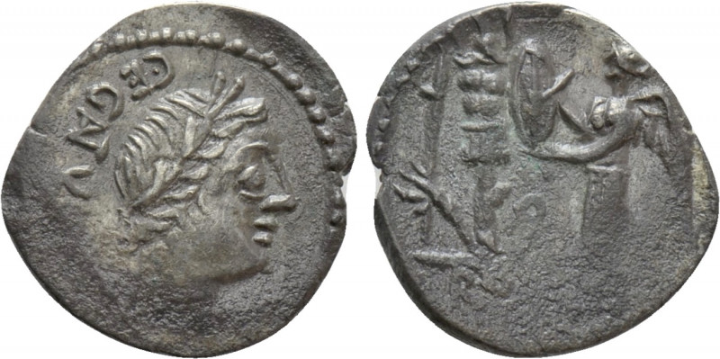 C. EGNATULEIUS C. F. Quinarius (97 BC). Rome. 

Obv: C EGNATVLEI C F. 
Laurea...