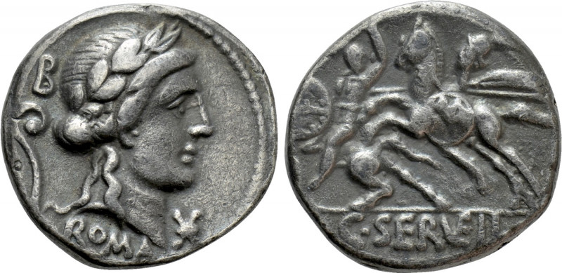 C. SERVILIUS VATIA (82-80 BC) Denarius. Rome. 

Obv: ROMA. 
Laureate head of ...