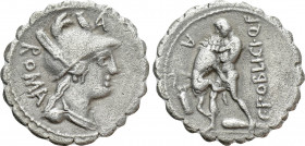C. POBLICIUS Q.F. Serrate Denarius (80 BC). Rome