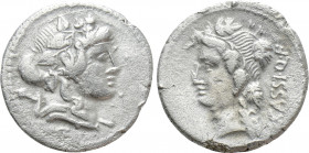 L. CASSIUS Q.F. LONGINUS. Denarius (75 BC). Rome