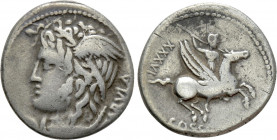 L. COSSUTIUS C.F. SABULA. Denarius (72 BC). Rome
