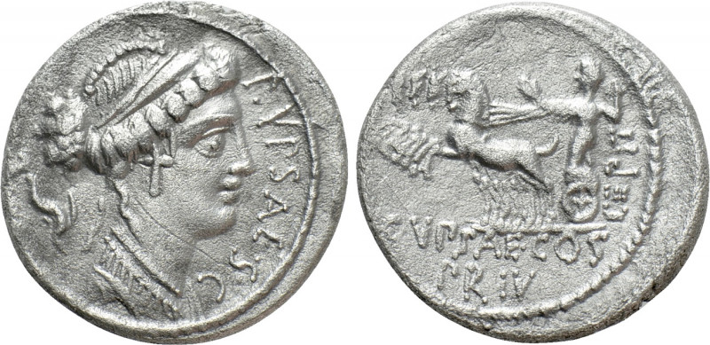 P. PLAUTIUS HYPSAEUS. Denarius (57 BC). Rome. 

Obv: P YPSAE S C. 
Draped bus...