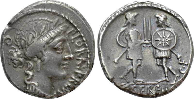 C. SERVILIUS C.F. Denarius (53 BC). Rome. 

Obv: FLORAL PRIMVS. 
Head of Flor...