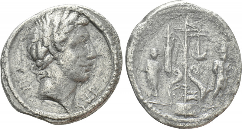 SERVIUS SULPICIUS. Denarius (51 BC). Rome. 

Obv: SER / SVLP. 
Laureate head ...