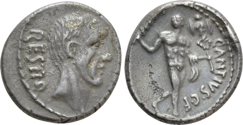 C. ANTIUS C.F. RESTIO. Denarius (47 BC). Rome. 

Obv: RESTIO. 
Bare head righ...