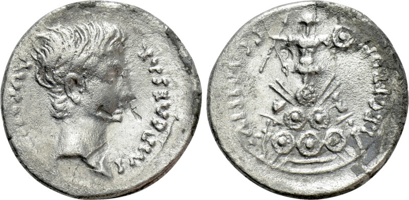 AUGUSTUS (27 BC-14 AD). Denarius. Emerita. P. Carisius, legatus. 

Obv: IMP CA...