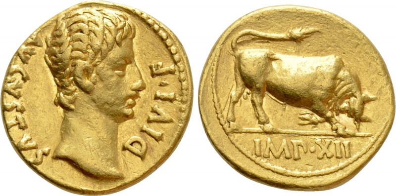 AUGUSTUS (27 BC-14 AD). Aureus. Lugdunum. 

Obv: AVGVSTVS DIVI F. 
Bare head ...