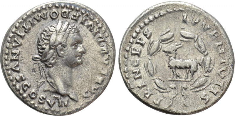 DOMITIAN (Caesar, 69-81). Denarius. Rome. 

Obv: CAESAR DIVI F DOMITIANVS COS ...