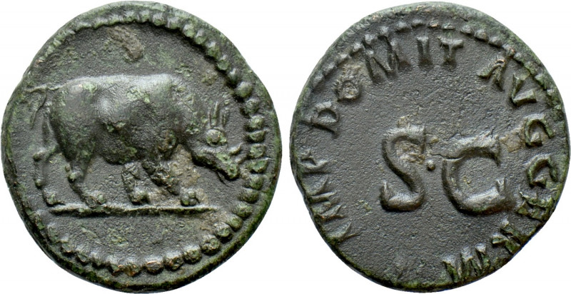 DOMITIAN (81-96). Quadrans. Rome.

Obv: Rhinoceros advancing right.
Rev: IMP ...