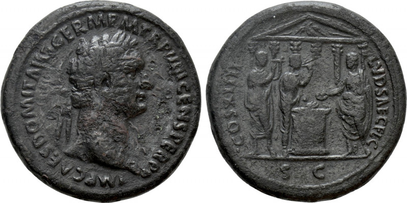 DOMITIAN (81-96). As. Rome. 

Obv: IMP CAES DOMIT AVG GERM P M TR P VIII CENS ...