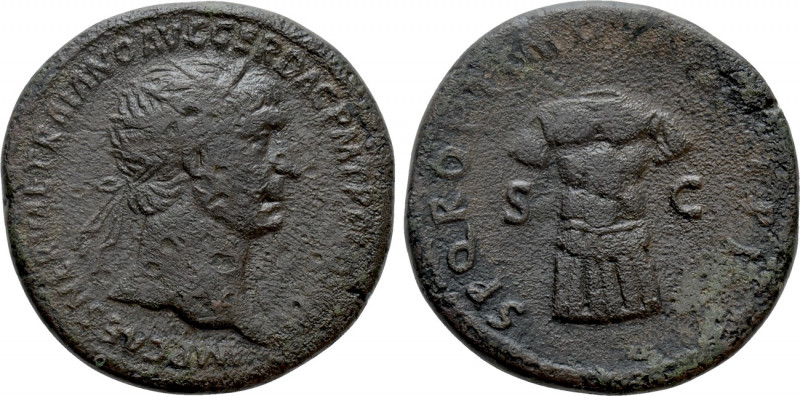 TRAJAN (98-117). Dupondius. Rome. 

Obv: IMP CAES NERVAE TRAIANO AVG GER DAC P...