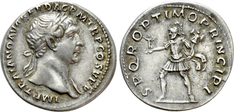 TRAJAN (98-117). Denarius. Rome.

Obv: IMP TRAIANO AVG GER DAC P M TR P COS V ...