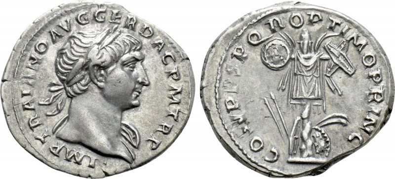 TRAJAN (98-117). Denarius. Rome. 

Obv: IMP TRAIANO AVG GER DAC P M TR P. 
La...