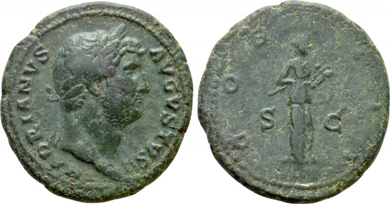 HADRIAN (117-138). As. Rome. 

Obv: HADRIANVS AVGVSTVS. 
Laureate head right ...