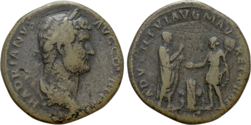 HADRIAN (117-138). Sestertius. Rome. 

Obv: HADRIANVS AVG COS III P P. 
Laure...