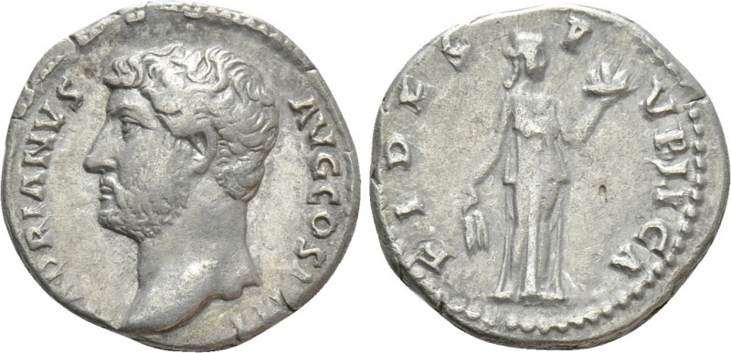 HADRIAN (117-138). Denarius. Rome. 

Obv: HADRIANVS AVG COS III P P. 
Bare he...
