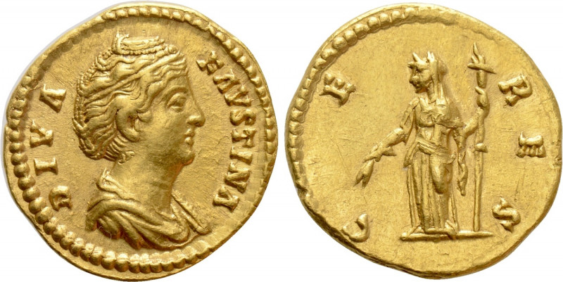 DIVA FAUSTINA I (Died 140/1). GOLD Aureus. Rome. 

Obv: DIVA FAVSTINA. 
Drape...