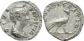 DIVA FAUSTINA I (Died 140/1). Denarius. Rome. Struck under Antoninus Pius
