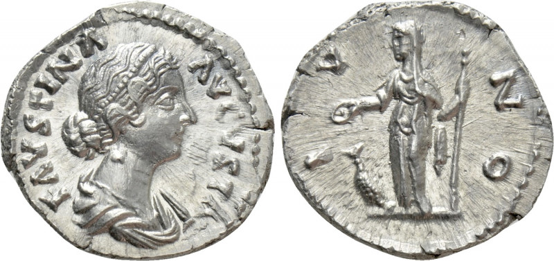 FAUSTINA II (Augusta, 147-175). Denarius. Rome. 

Obv: FAVSTINA AVGVSTA. 
Dra...