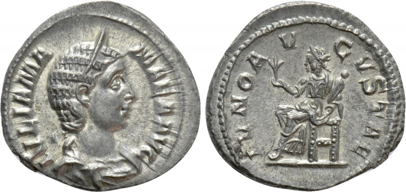 JULIA MAMAEA (Augusta, 222-235). Denarius. Rome. 

Obv: IVLIA MAMAEA AVG. 
Dr...